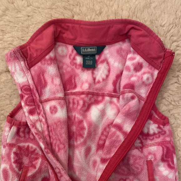LL Bean Fleece Vest 3T, pink floral 🌸 - Picture 3 of 5